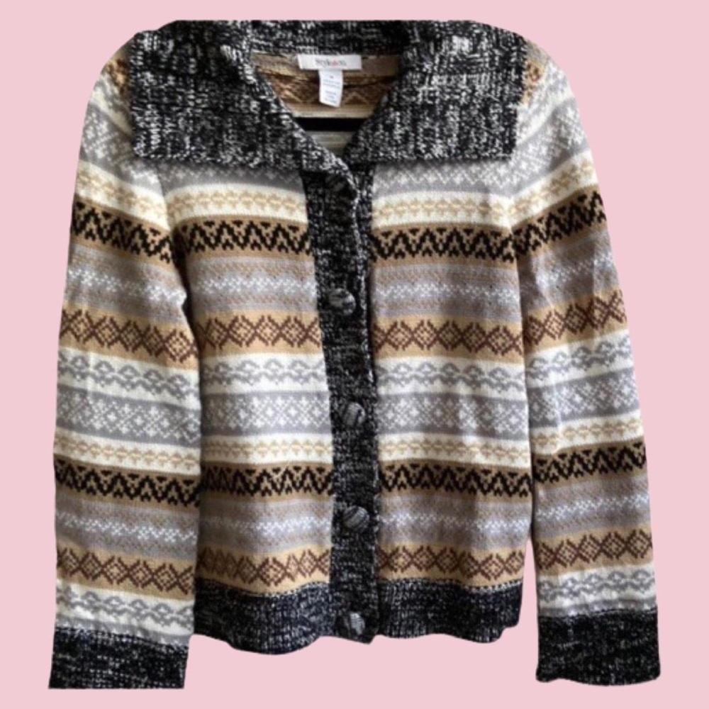 Style & Co Winter Vintage Button Down Cardigan 60% Cotton